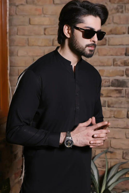 Blackish Men's Shalwar Kameez Outfit - DENIMS - Shalwar Kameez - 