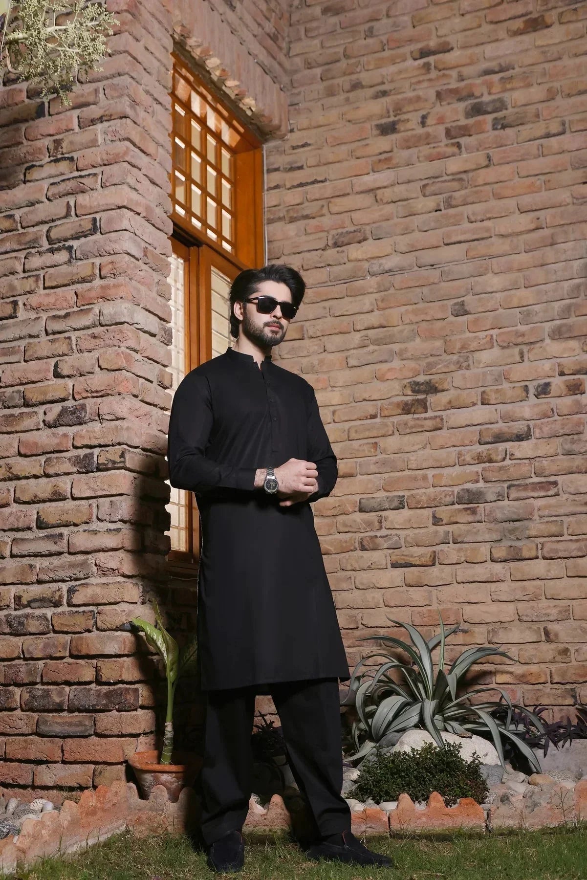 Blackish Men's Shalwar Kameez Outfit - DENIMS - Shalwar Kameez - 