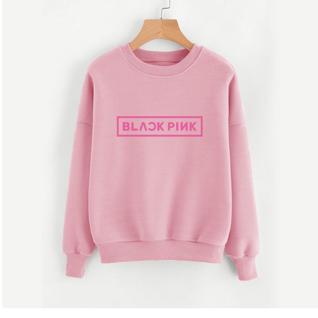 Blackpink Fleece Full Sleeves Pull Over Sweatshirt For Women - DENIMS - Hoodies & Sweatshirts - 