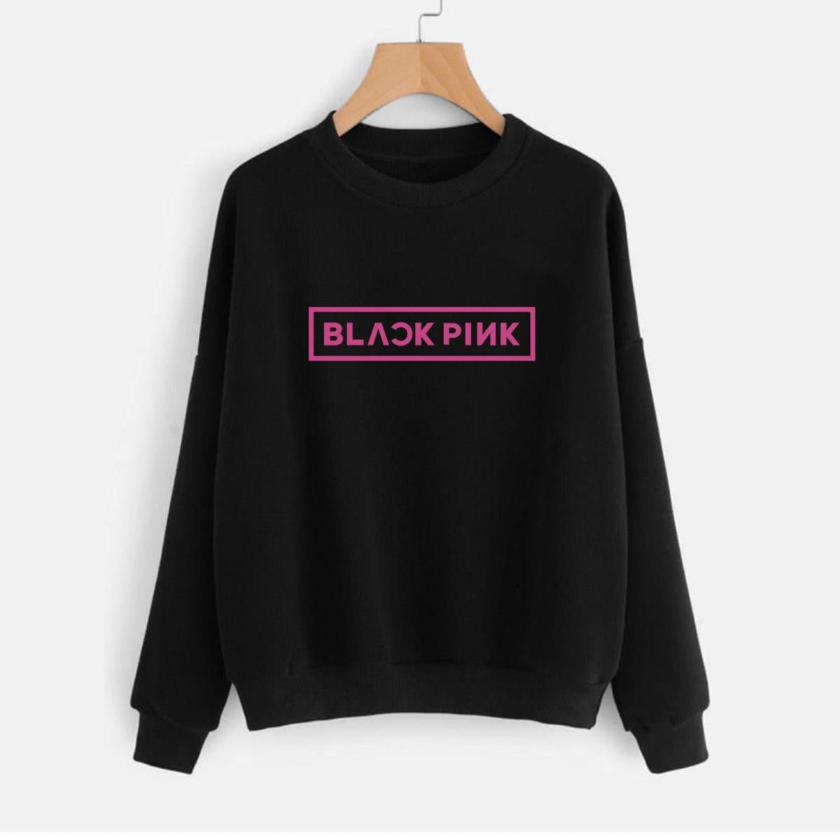 Blackpink Fleece Full Sleeves Pull Over Sweatshirt For Women - DENIMS - Hoodies & Sweatshirts - 