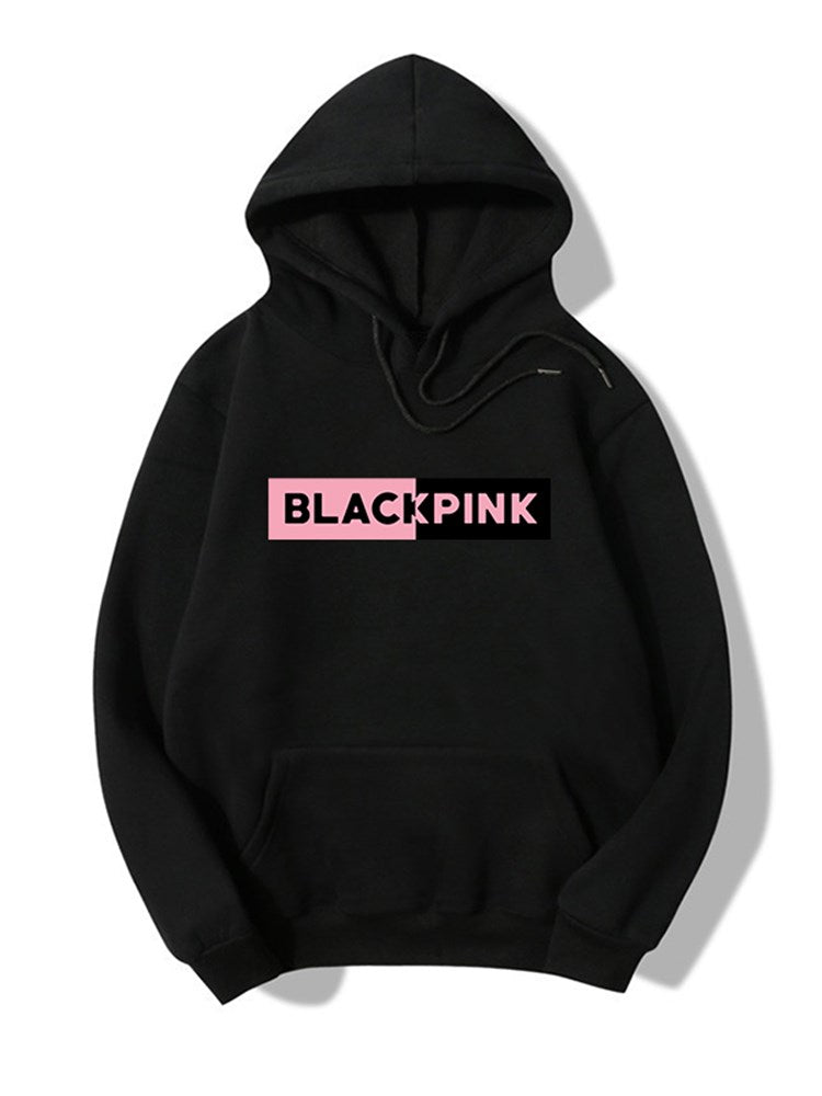Blackpink Printed Fleece Full Sleeves Pull Over Hoodie For Women - DENIMS - Hoodies & Sweatshirts - 