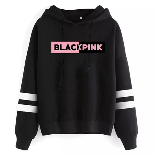 Blackpink Printed Fleece Full Sleeves Pull Over Hoodie For Women - DENIMS - Hoodies & Sweatshirts - 