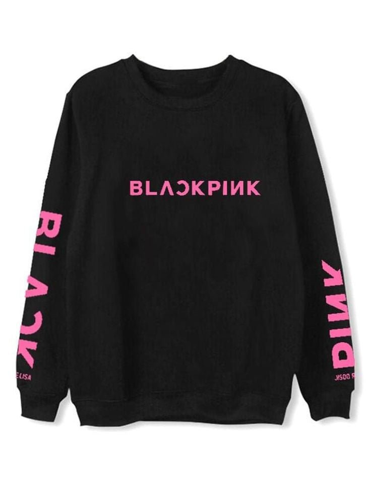 Blackpink Printed Fleece Full Sleeves Pull Over Sweatshirt For Women - DENIMS - Hoodies & Sweatshirts - 
