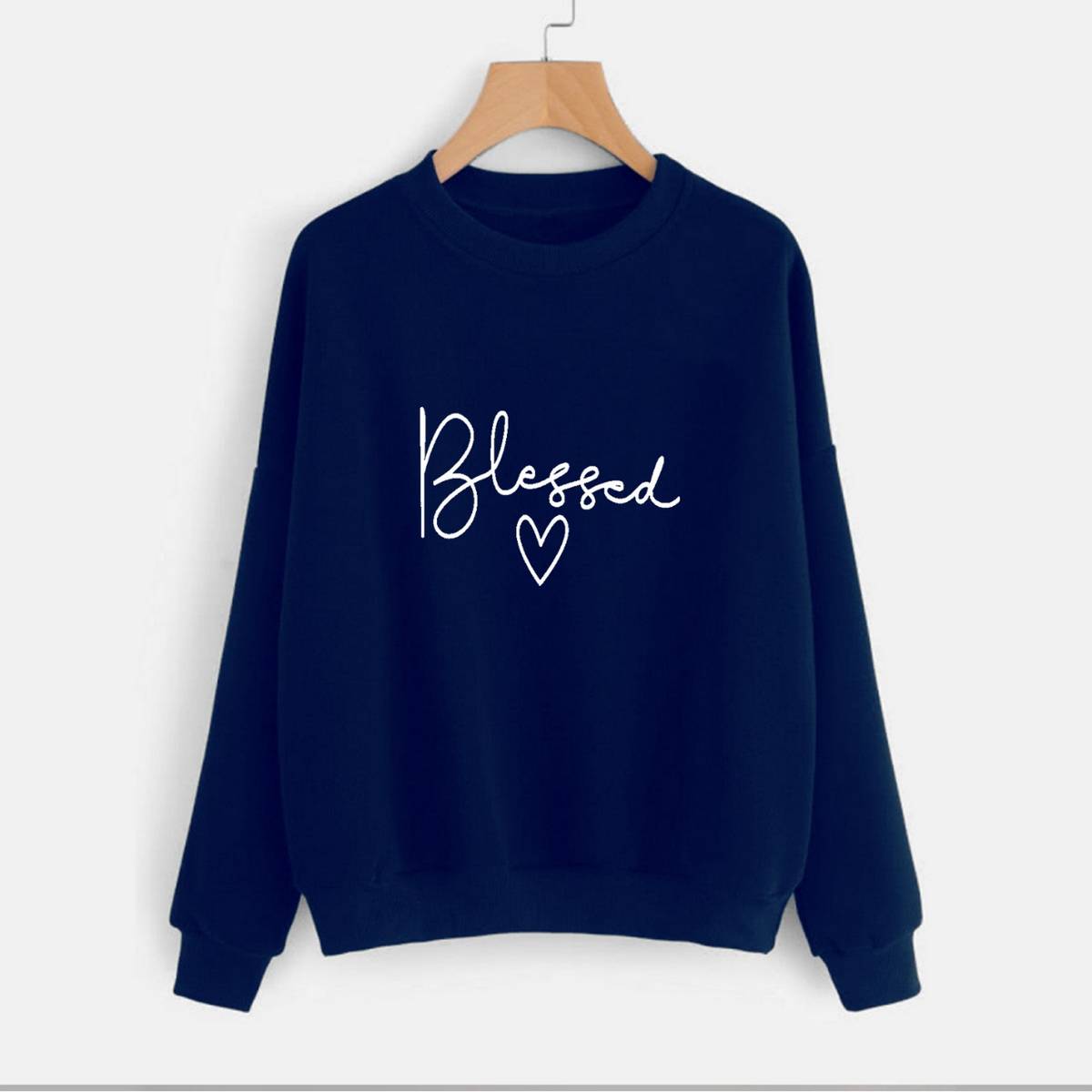 Blessed Fleece Full Sleeves Pull Over Sweatshirt For Women - DENIMS - Hoodies & Sweatshirts - 