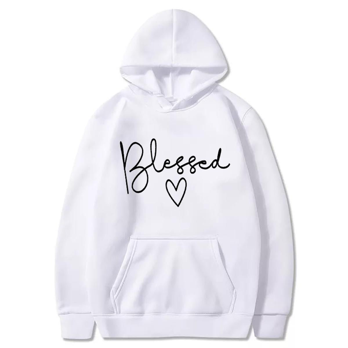 Blessed Printed Fleece Full Sleeves Pull Over Hoodie For Women - DENIMS - Hoodies & Sweatshirts - 
