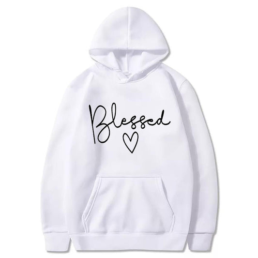 Blessed Printed Fleece Full Sleeves Pull Over Hoodie For Women - DENIMS - Hoodies & Sweatshirts - 