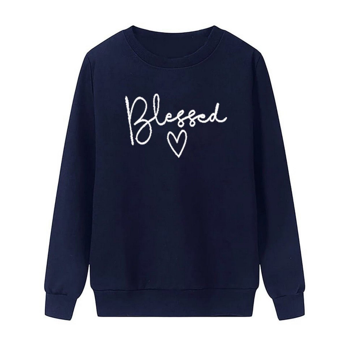 Blessed Printed Fleece Full Sleeves Pull Over Sweatshirt For Women - DENIMS - Hoodies & Sweatshirts - 