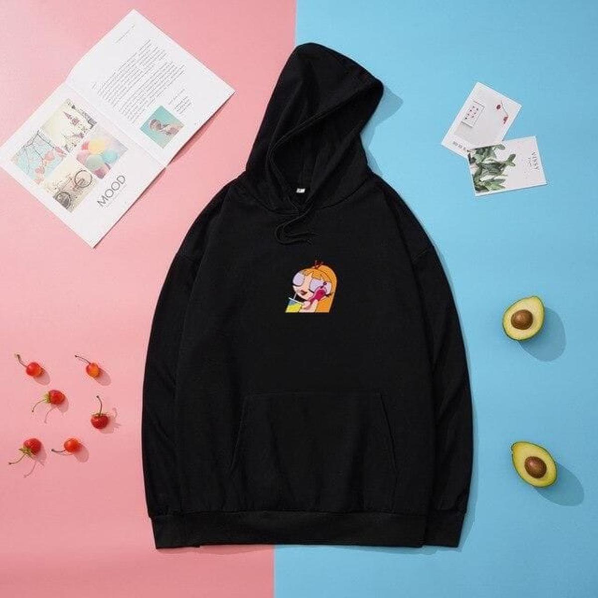 Blossom Printed Fleece Full Sleeves Pull Over Hoodie For Women - DENIMS - Hoodies & Sweatshirts - 