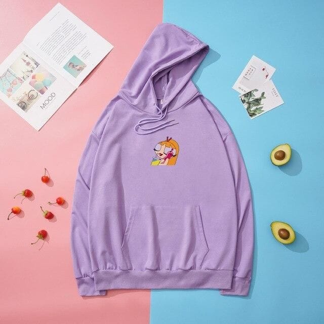 Blossom Printed Fleece Full Sleeves Pull Over Hoodie For Women - DENIMS - Hoodies & Sweatshirts - 