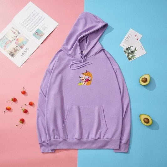 Blossom Printed Fleece Full Sleeves Pull Over Hoodie For Women - DENIMS - Hoodies & Sweatshirts - 