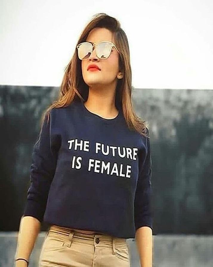 Blue Cotton Printed TShirt For Women - DENIMS - Tops & T - Shirts - 