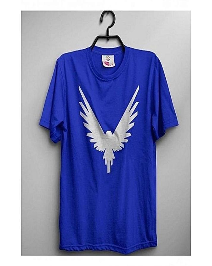 Blue Logan Paul Maverick Bird Cotton Printed T - Shirt - DENIMS - Tops & T - Shirts - 