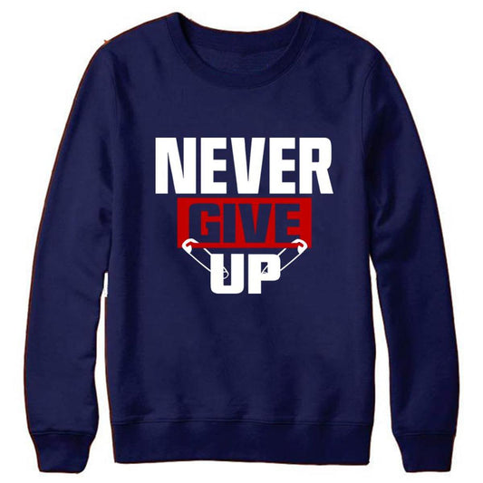 Blue Never Give Up Printed Sweatshirts for Winter for Men - DENIMS - Hoodie & Sweatshirt - 