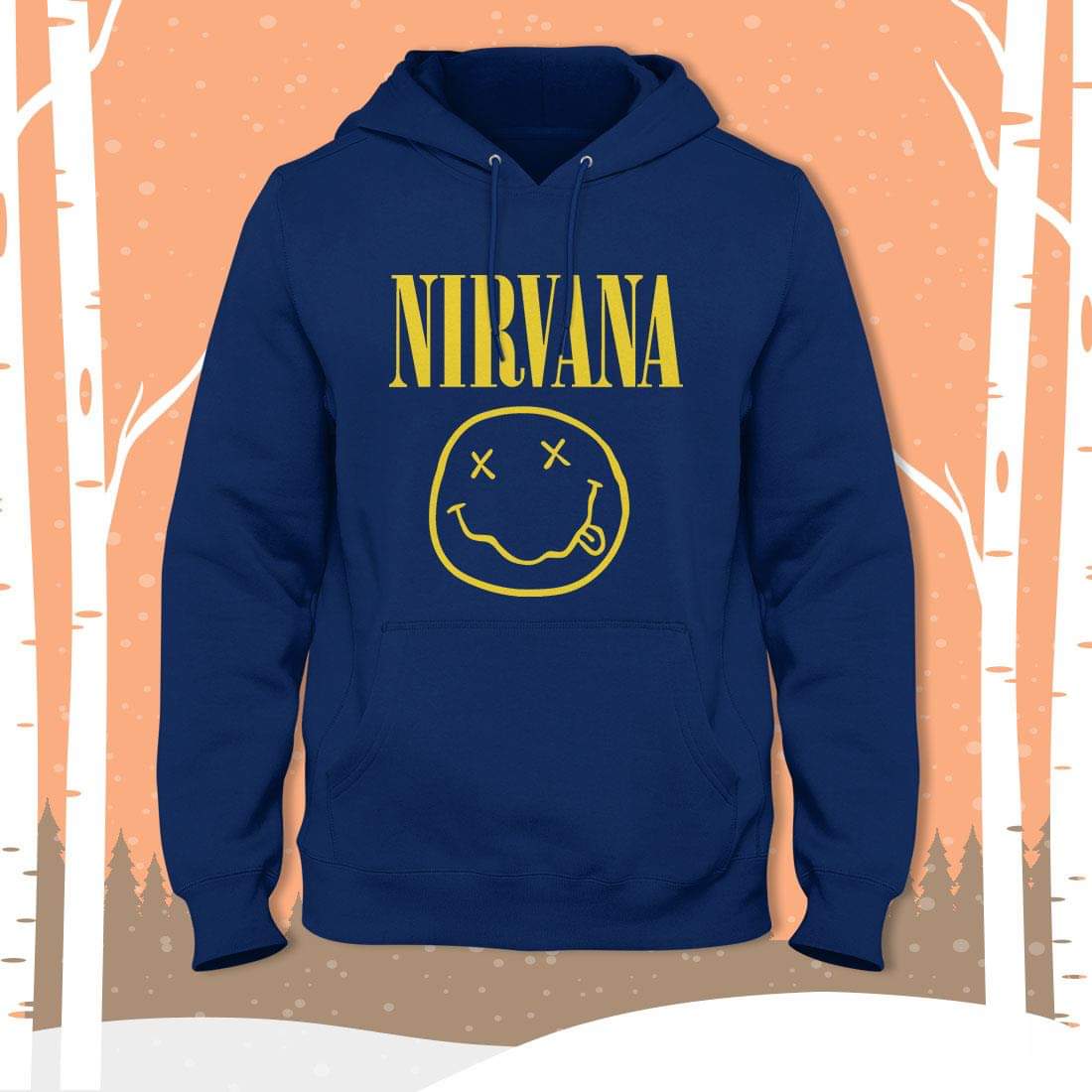 Blue Nirvana Fleece Full Sleeves Pull Over Hoodie - DENIMS - Hoodie & Sweatshirt - 