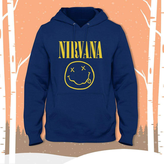 Blue Nirvana Fleece Full Sleeves Pull Over Hoodie - DENIMS - Hoodie & Sweatshirt - 