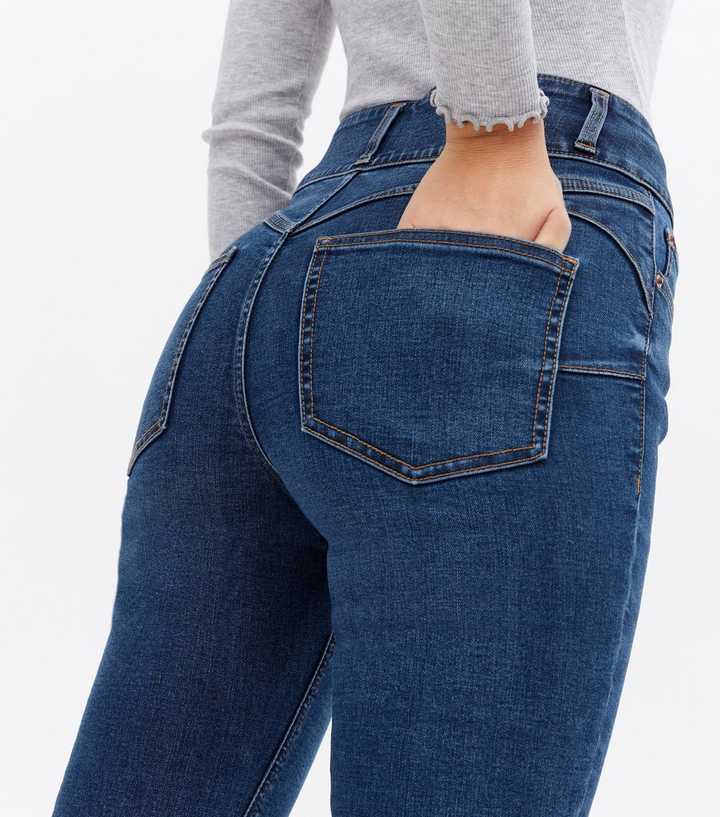 Blue Rinse Wash Lift & Shape High Waist Yazmin Skinny Jeans - DENIMS - Jeans - 