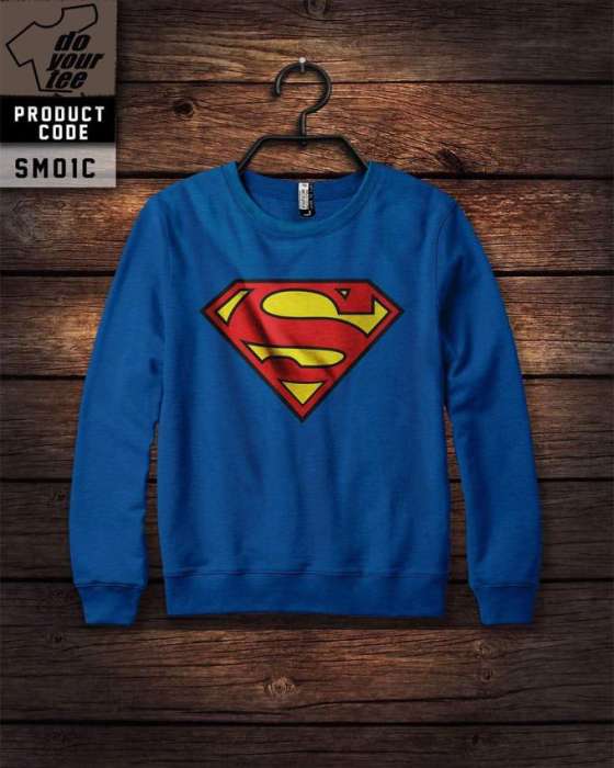 Blue Superman Print Sweat Shirt for womens 957 - DENIMS - Hoodies & Sweatshirts - 