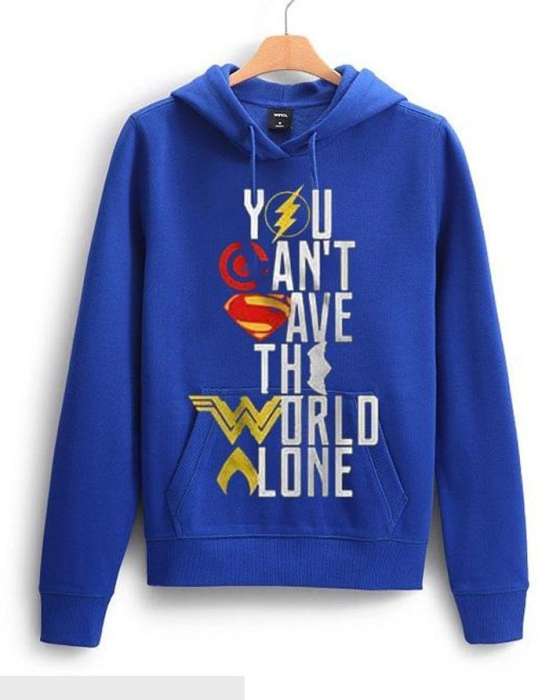 Blue you cant save the world alone hoodie for womens both - DENIMS - Hoodies & Sweatshirts - 