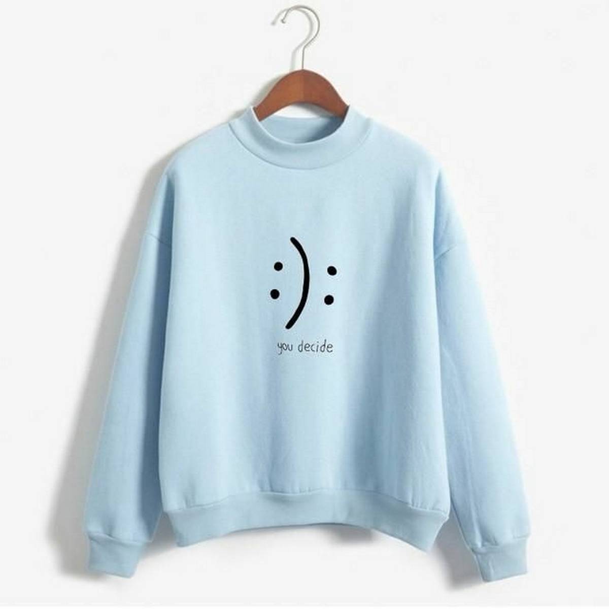Blue You Decide Fleece Full Sleeves Pull Over Sweatshirt For Women - DENIMS - Hoodies & Sweatshirts - 