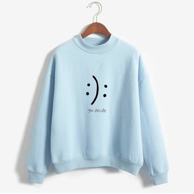 Blue You Decide Fleece Full Sleeves Pull Over Sweatshirt For Women - DENIMS - Hoodies & Sweatshirts - 