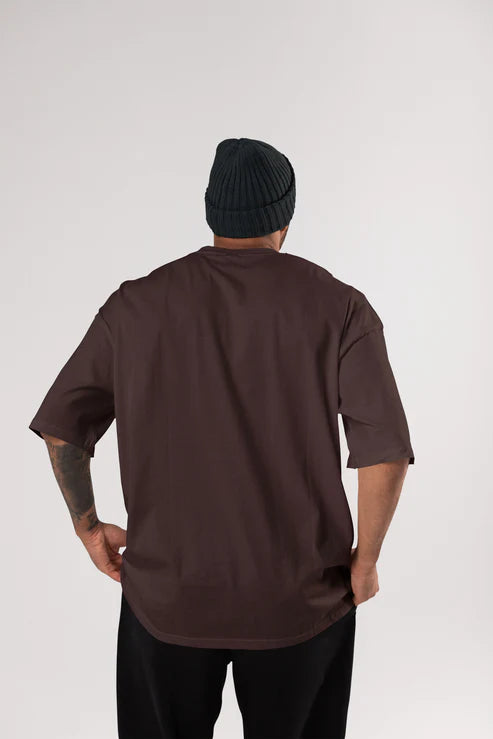 brown oversized drop shoulder tshirt