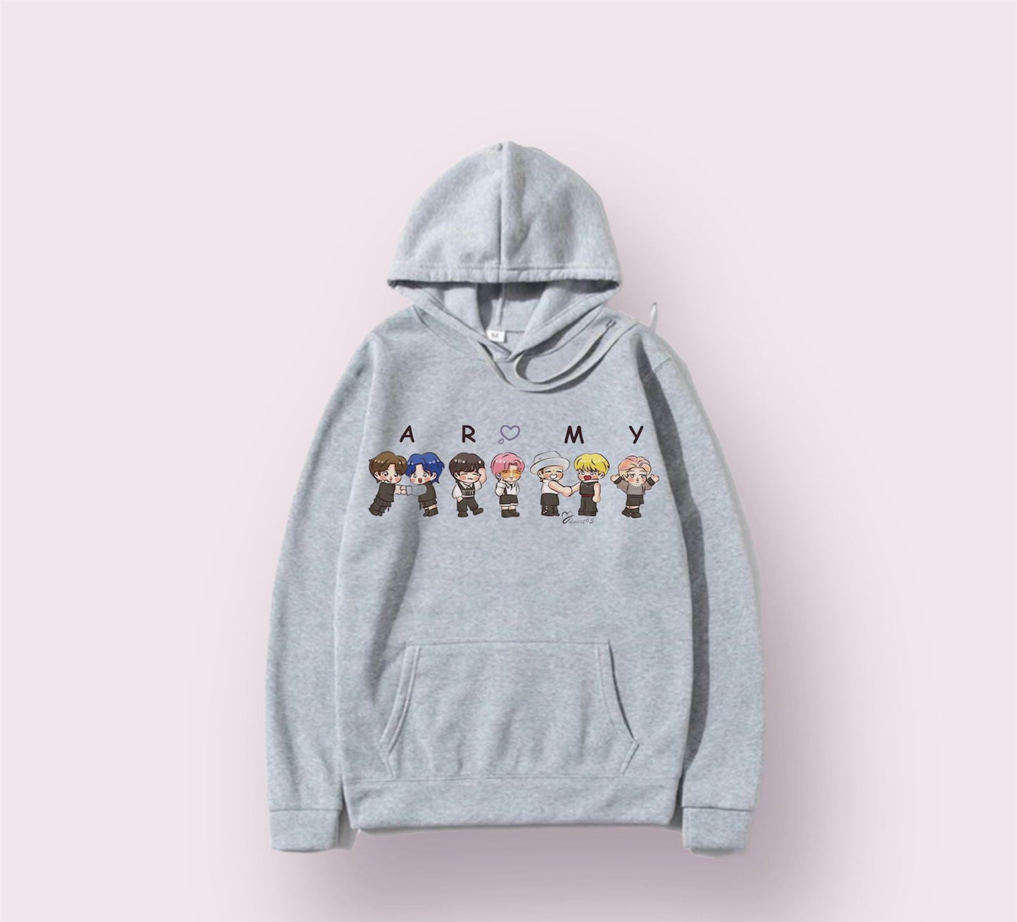 BTS Army Anime Fleece Full Sleeves Pull Over Hoodie For Women - DENIMS - Hoodies & Sweatshirts - 