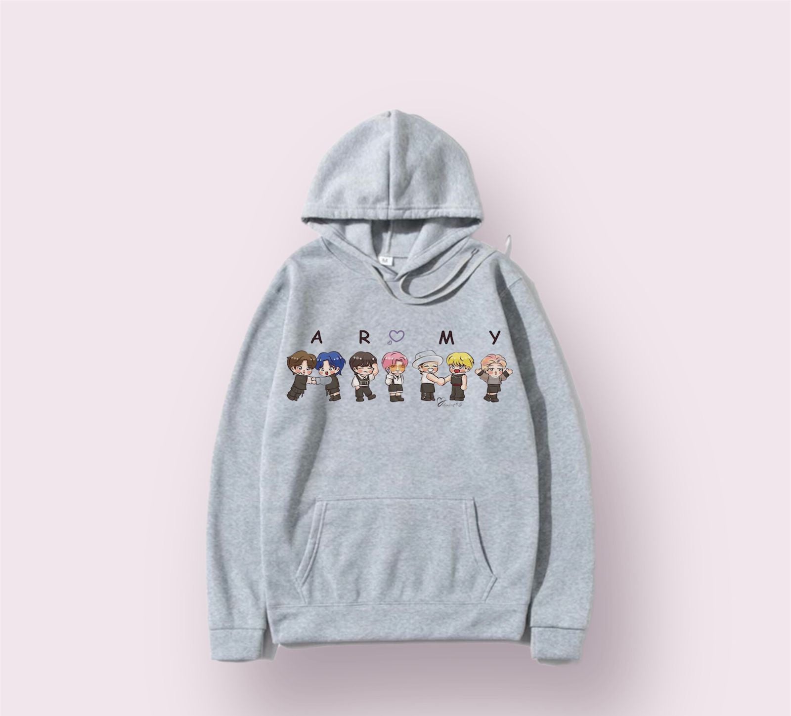 BTS Army Anime Fleece Full Sleeves Pull Over Hoodie For Women - DENIMS - Hoodies & Sweatshirts - 
