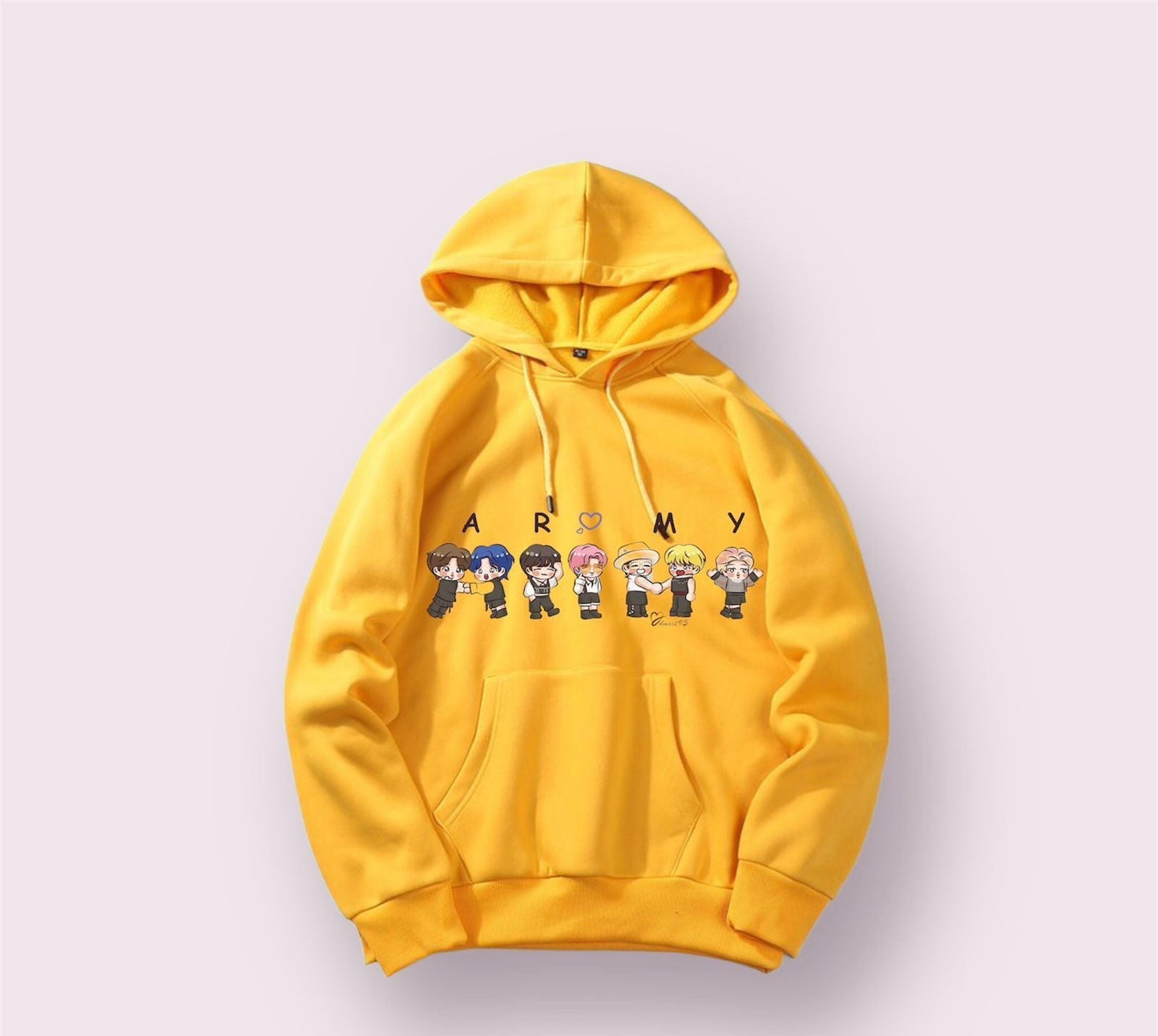 BTS Army Anime Fleece Full Sleeves Pull Over Hoodie For Women - DENIMS - Hoodies & Sweatshirts - 