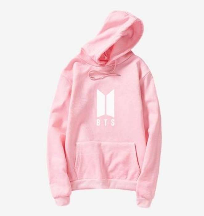 BTS Baby Pink Hoodie Pocket Drawstring Hooded Casual Pullover 364 - DENIMS - Hoodies & Sweatshirts - 