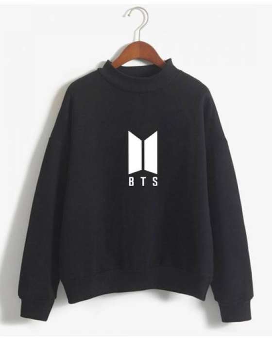 BTS Black Fleece Cotton Sweatshirt For Women - DENIMS - Hoodies & Sweatshirts - 