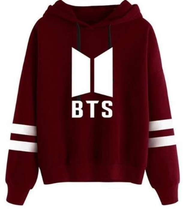 BTS Hoodie Double Strip Sleeves For womens All Colors are Available Maroon Black Grey White - DENIMS - Hoodies & Sweatshirts - 