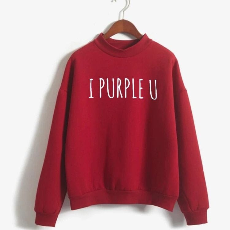 BTS I Purple You Printed Fleece Full Sleeves Sweatshirt For Women - DENIMS - Hoodies & Sweatshirts - 