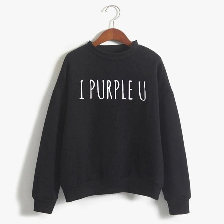 BTS I Purple You Printed Fleece Full Sleeves Sweatshirt For Women - DENIMS - Hoodies & Sweatshirts - 