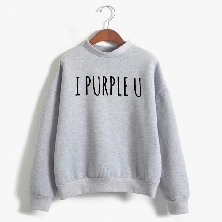 BTS I Purple You Printed Fleece Full Sleeves Sweatshirt For Women - DENIMS - Hoodies & Sweatshirts - 