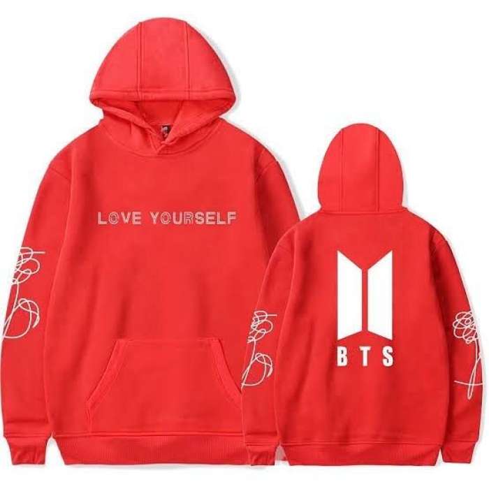 BTS Printed Fleece Hoodie For womens - DENIMS - Hoodies & Sweatshirts - 