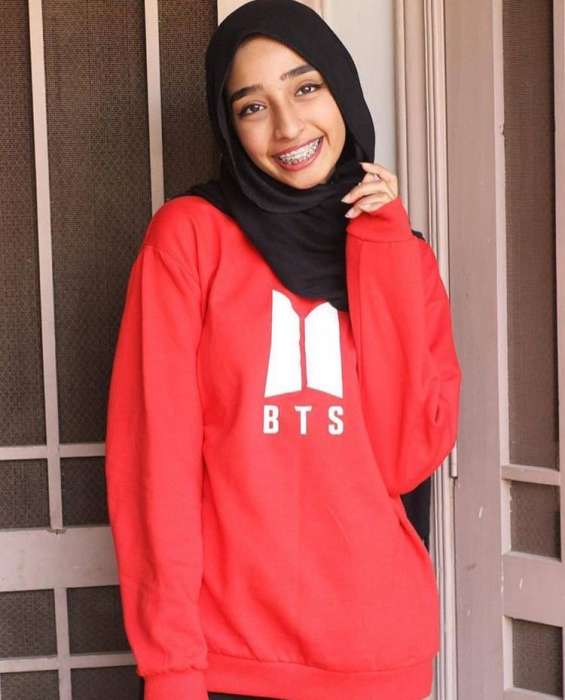 BTS Printed Fleece Sweatshirt For womens - DENIMS - Hoodies & Sweatshirts - 