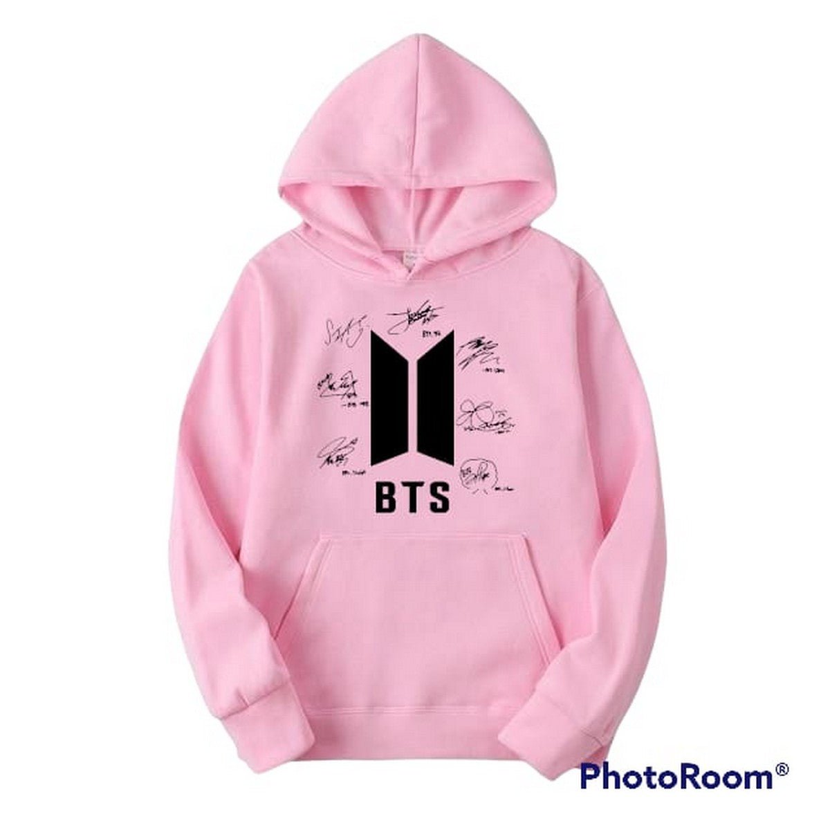 BTS Signature Pink Fleece Full Sleeves Hoodie For Women - DENIMS - Hoodies & Sweatshirts - 