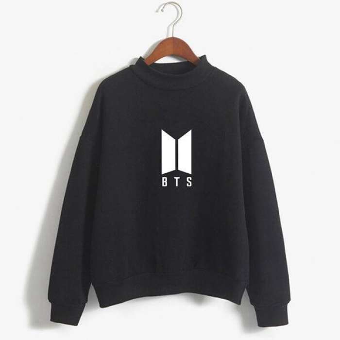 BTS Stylish Black Printed Sweatshirt For Women - DENIMS - Hoodies & Sweatshirts - 
