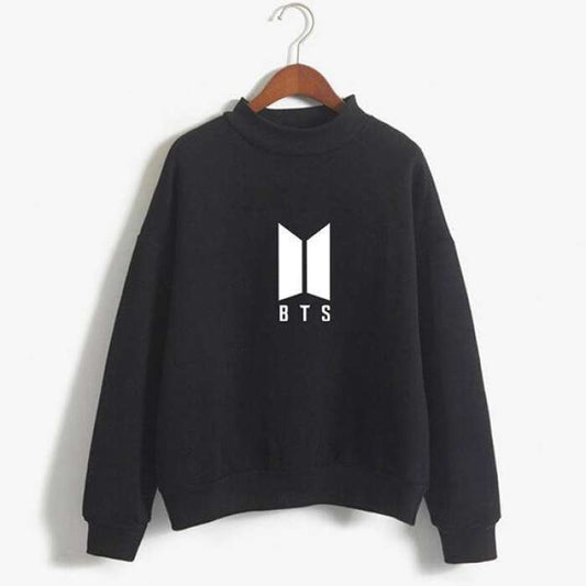 BTS Stylish Black Printed Sweatshirt For Women - DENIMS - Hoodies & Sweatshirts - 