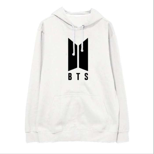 BTS White Printed Hoodie For women - DENIMS - Hoodies & Sweatshirts - 