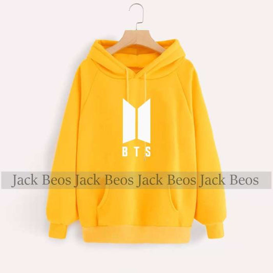 BTS Yellow Hoodie Pocket Drawstring Hooded Casual Pullover 288 - DENIMS - Hoodies & Sweatshirts - 