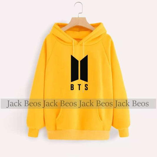 BTS Yellow Hoodie Pocket Drawstring Hooded Casual Pullover 65 - DENIMS - Hoodies & Sweatshirts - 