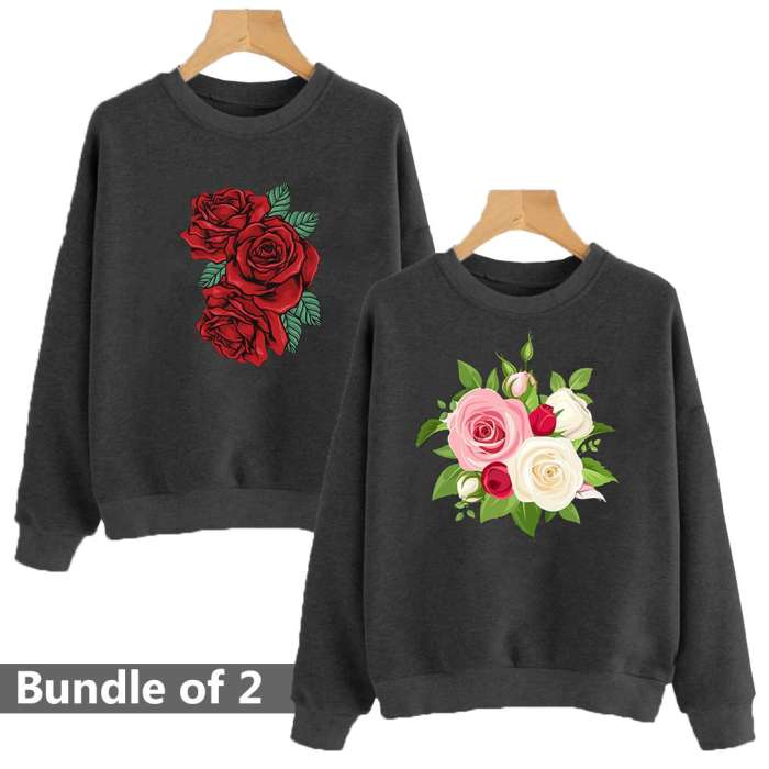 Bundle of 2 Black Floral Printed Sweat Shirts - DENIMS - Hoodies & Sweatshirts - 