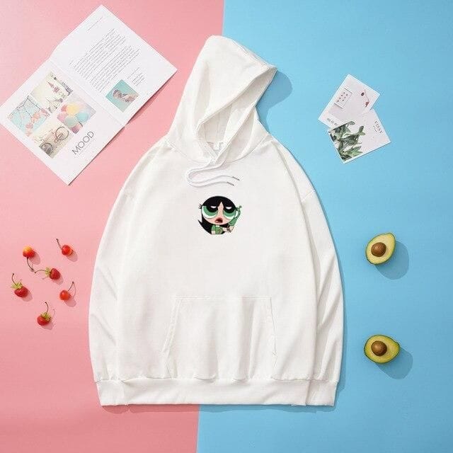 Buttercup Printed Fleece Full Sleeves Pull Over Hoodie For Women - DENIMS - Hoodies & Sweatshirts - 