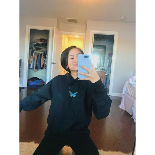 Butterfly Fleece Full Sleeves Pull Over Hoodie For Women - DENIMS - Hoodies & Sweatshirts - 