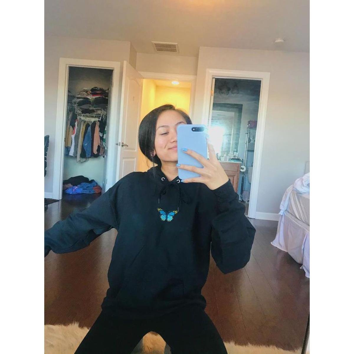 Butterfly Fleece Full Sleeves Pull Over Hoodie For Women - DENIMS - Hoodies & Sweatshirts - 