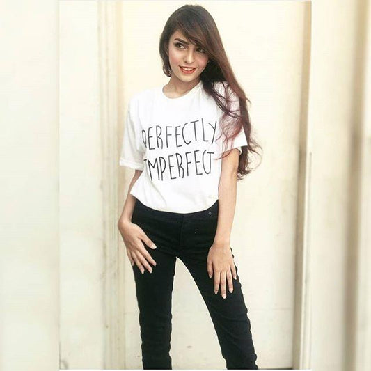 White Perfectly Imperfect Cotton T-shirt For Womens