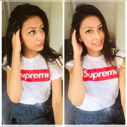 White Supreme Cotton Printed T-Shirt For Women