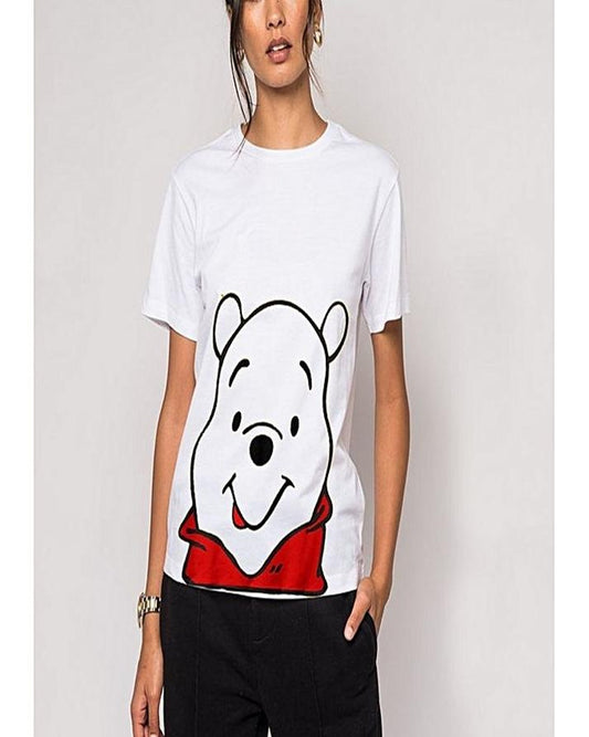 White Pooh Printed T-Shirt For Women