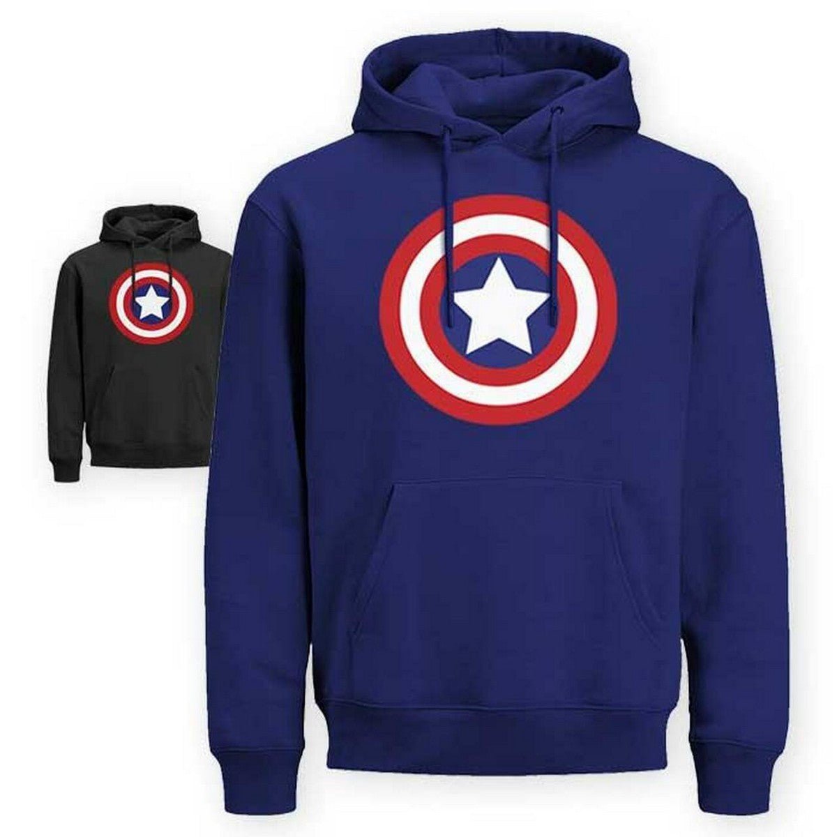 Captain America Printed Fleece Full Sleeves Pull Over Hoodie - DENIMS - Hoodie & Sweatshirt - 